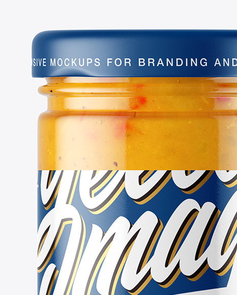 Clear Glass Jar with Curry Sauce Mockup