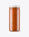 Clear Glass Jar with Taco Sauce Mockup