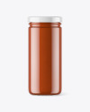 Clear Glass Jar with Tomato Sauce Mockup