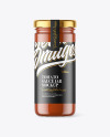 Clear Glass Jar with Tomato Sauce Mockup