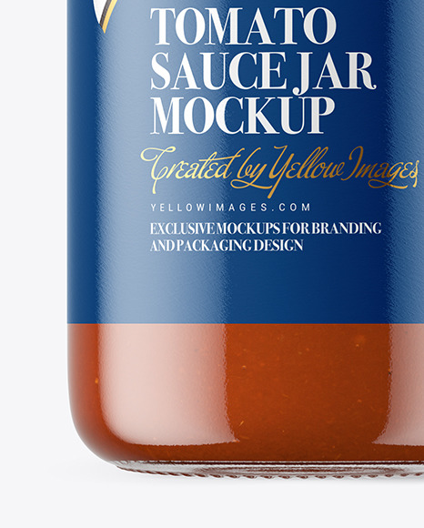 Clear Glass Jar with Tomato Sauce Mockup