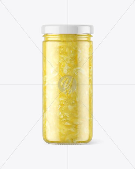 Clear Glass Jar with Lemon Jam Mockup