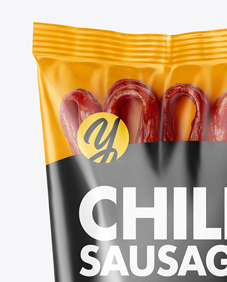 Plastic Bag With Chili Kabanos Sausage Mockup