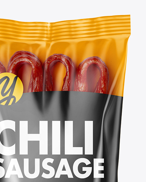 Plastic Bag With Chili Kabanos Sausage Mockup