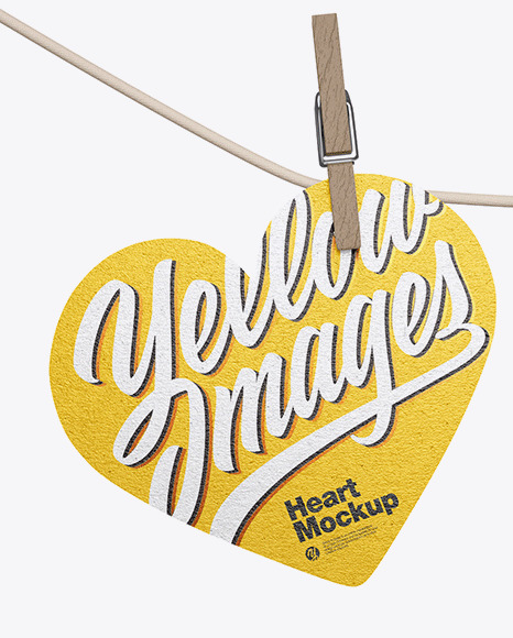 Kraft Heart Shaped Cards w/ Pins Mockup