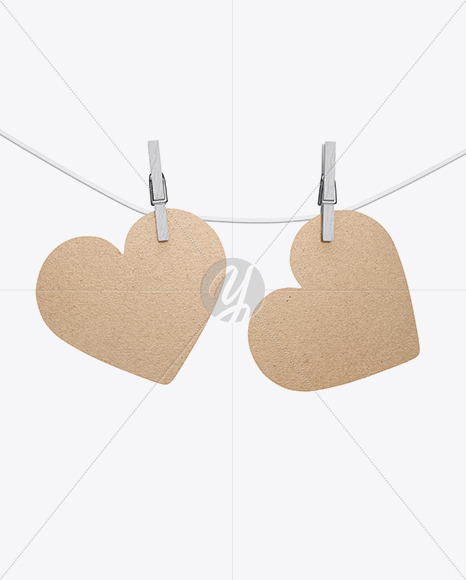 Kraft Heart Shaped Cards w/ Pins Mockup