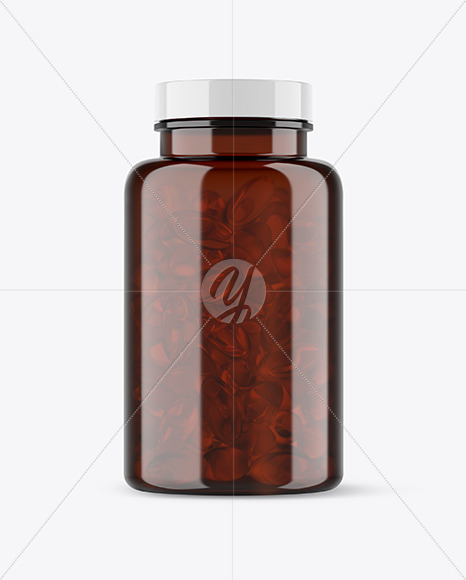 Amber Fish Oil Bottle Mockup