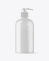 Glossy Plastic Bottle with Pump Mockup