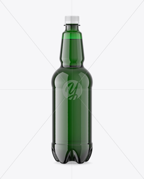 Green Plastic Beer Bottle Mockup