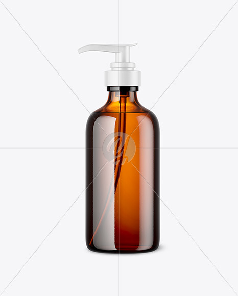 Amber Cosmetic Bottle w/ Pump Mockup