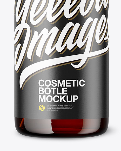 Amber Cosmetic Bottle w/ Pump Mockup