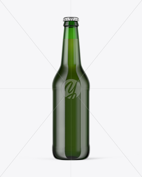 Green Glass Beer Bottle Mockup