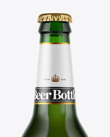 Green Glass Beer Bottle Mockup