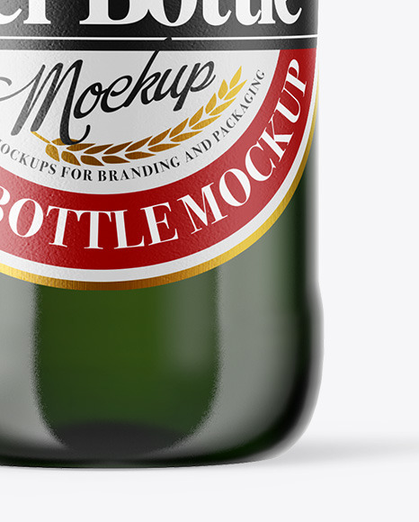 Green Glass Beer Bottle Mockup