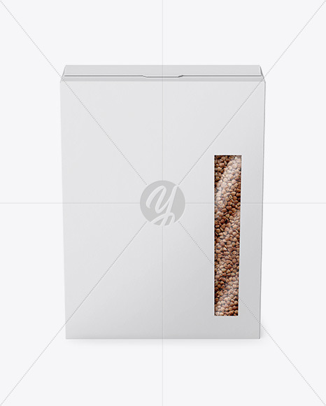 Paper Box with Buckwheat Mockup - Front View