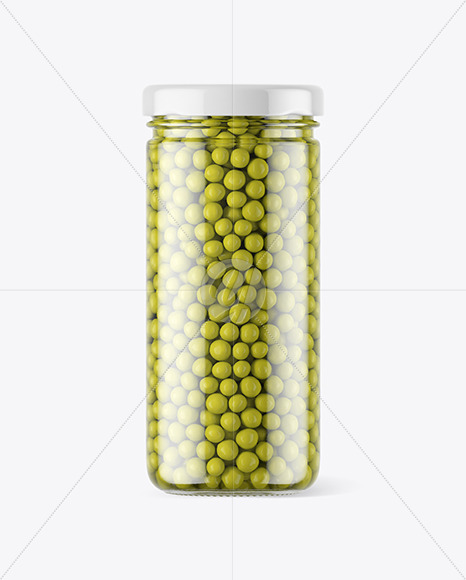 Clear Glass Jar with Green Peas Mockup