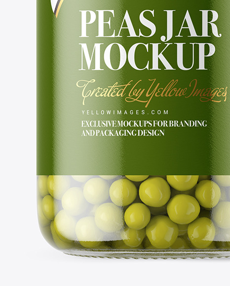 Clear Glass Jar with Green Peas Mockup