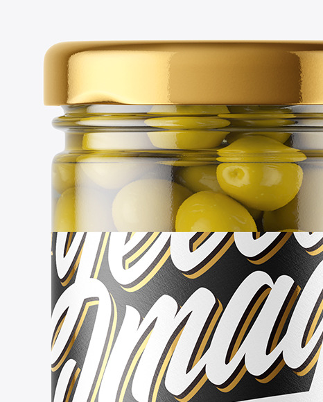 Clear Glass Jar with Olives Mockup