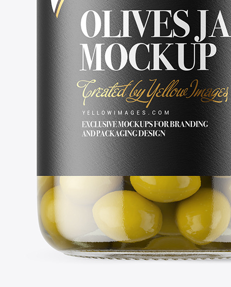 Clear Glass Jar with Olives Mockup