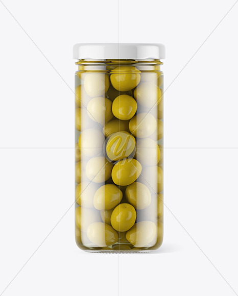 Clear Glass Jar with Olives Mockup