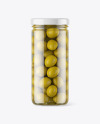 Clear Glass Jar with Olives Mockup