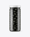 Clear Glass Jar with Black Olives Mockup