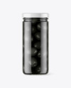 Clear Glass Jar with Black Olives Mockup