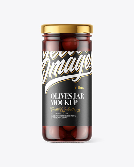 Clear Glass Jar with Kalamata Olives Mockup