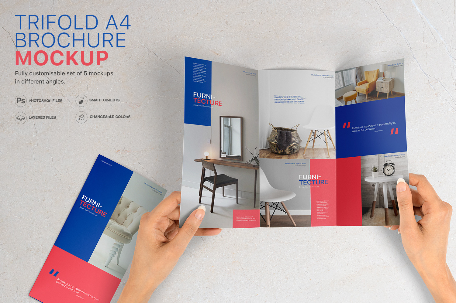 Trifold A4 Brochure Mockup - Set of 5