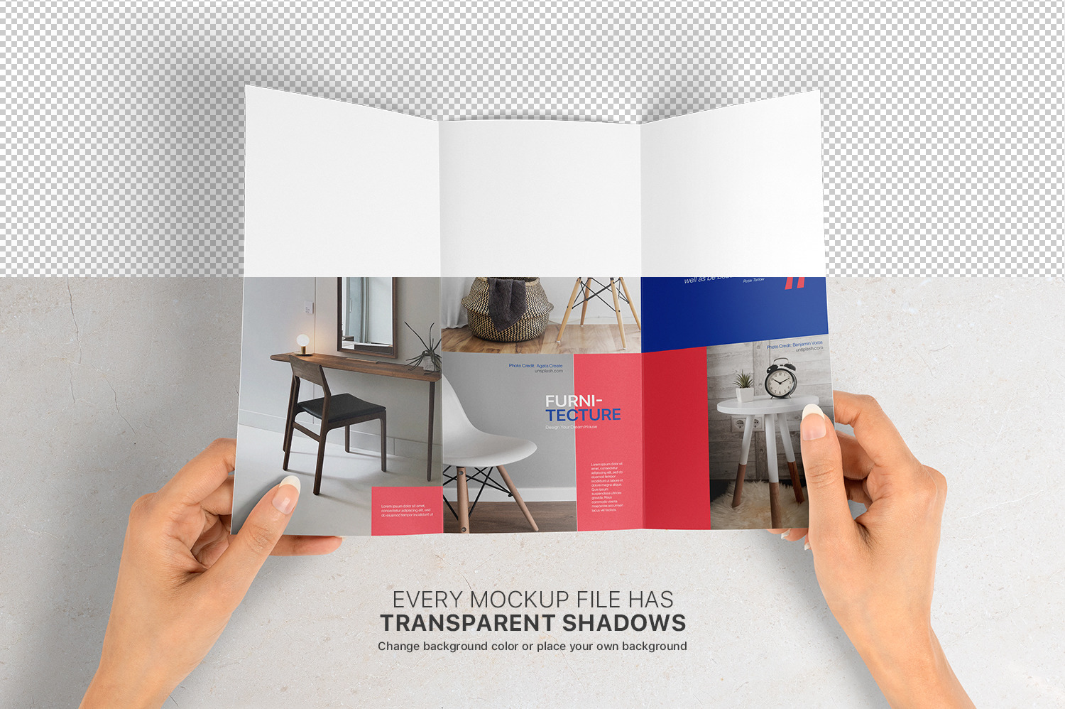 Trifold A4 Brochure Mockup - Set of 5