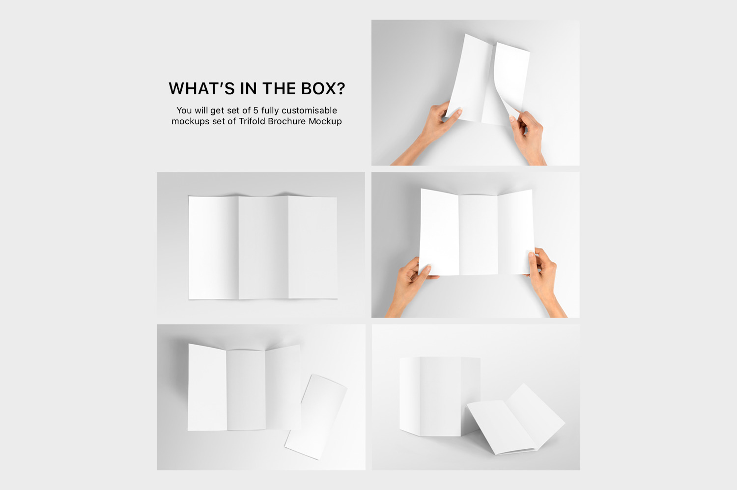 Trifold A4 Brochure Mockup - Set of 5 Trifold A4 Brochure Mockup - Set of 5