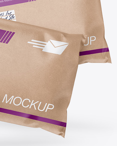 Two Kraft Mailing Bags Mockup - Front View