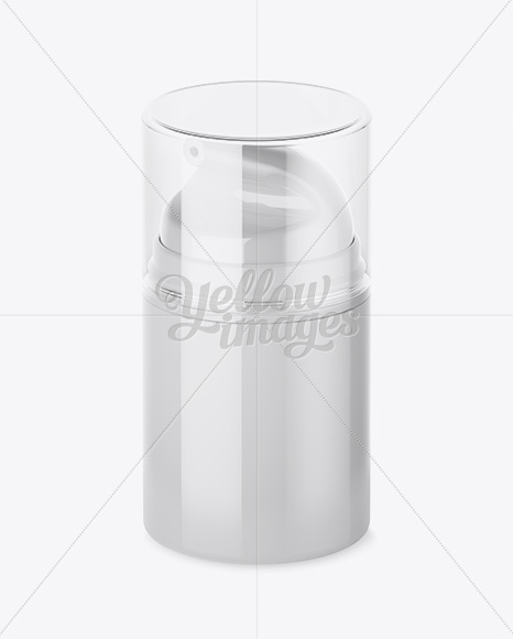 Glossy Cream Bottle Mockup with Pump - Halfside View