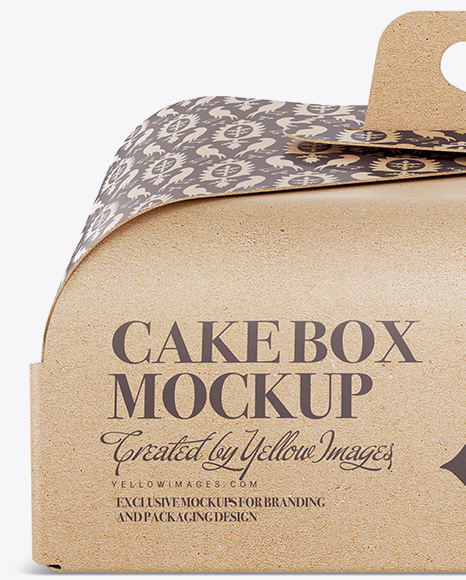 Carton Cake Box Mockup - Front View