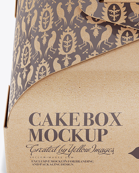 Carton Cake Box Mockup - Front View (High Angle)