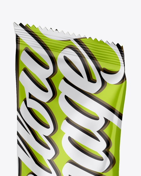 Glossy Stick Sachet Mockup - Halfside View Glossy Stick Sachet Mockup - Halfside View