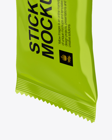 Glossy Stick Sachet Mockup - Halfside View Glossy Stick Sachet Mockup - Halfside View