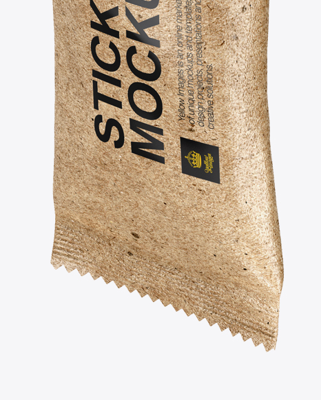 Kraft Stick Sachet Mockup - Halfside View