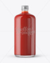 Clear Glass Bottle With Tomato Juice Mockup