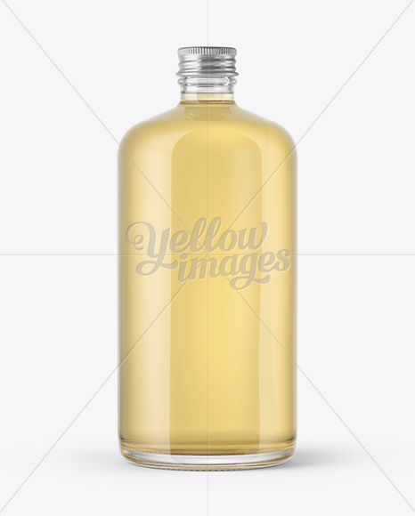 Clear Glass Bottle With Grape Juice Mockup