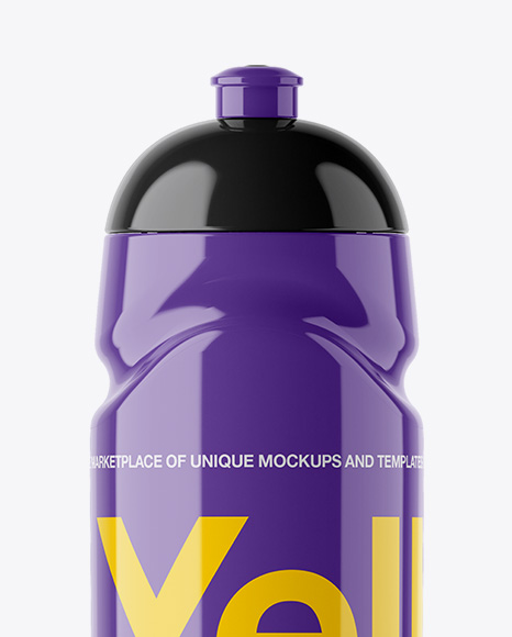 Glossy Sport Bottle Mockup - Front View