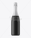 Black Matte Champagne Bottle with Textured Foil Mockup