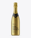 Matte Metallic Champagne Bottle with Textured Foil Mockup