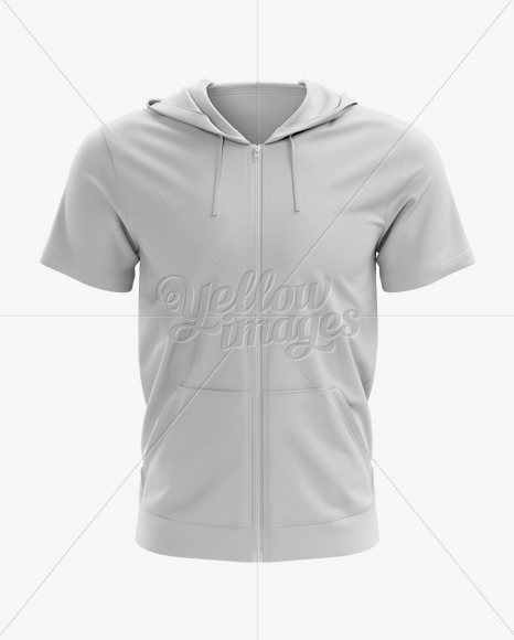 Short Sleeve Zip Hoodie Mockup - Front View