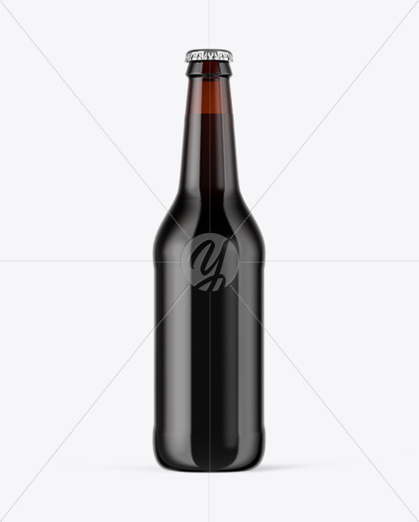 Amber Glass Dark Beer Bottle Mockup