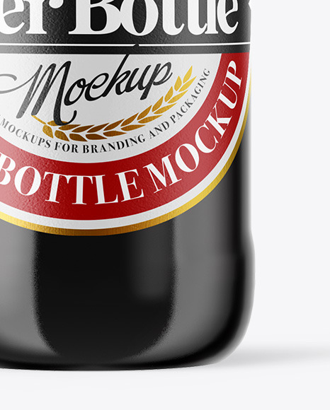 Amber Glass Dark Beer Bottle Mockup