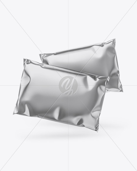 Two Metallic Mailing Bags Mockup - Front View