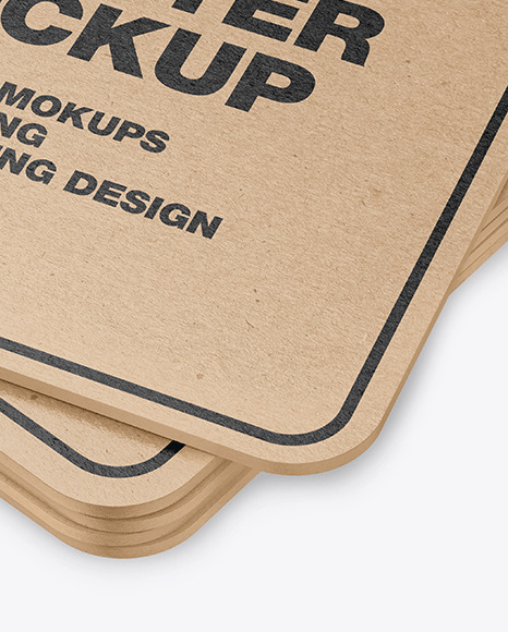 Kraft Beverage Coasters Mockup