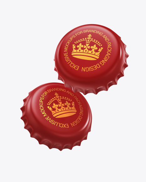 Glossy Bottle Caps Mockup