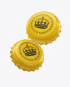 Glossy Bottle Caps Mockup